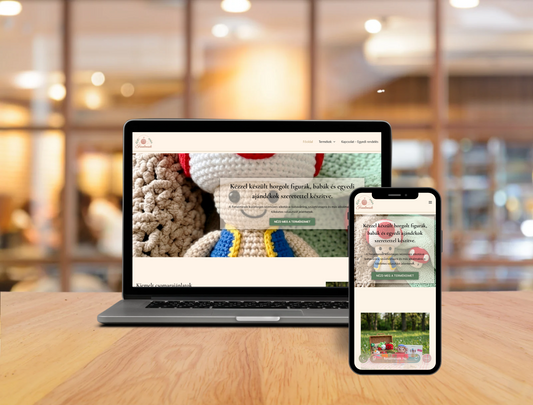 Modern webshop megjelenése laptop és telefon képernyőjén